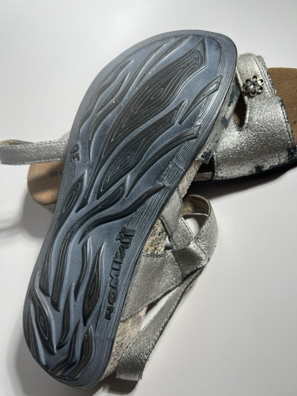 Romika Metallic Leather Comfort Sandals Women’s EU 38 US 7.5 - Picture 7 of 11